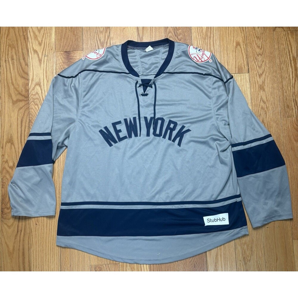 New York Yankees Hockey Jersey Sz XL Gray SGA 5/17/2024 Collectible Stubhub